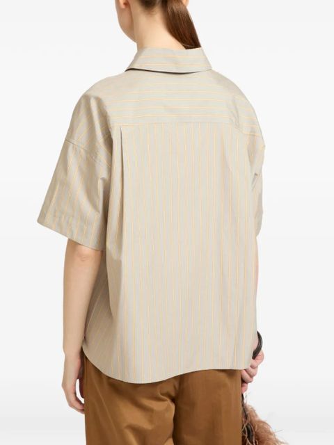 Yves Salomon striped short-sleeve poplin shirt - Neutrals