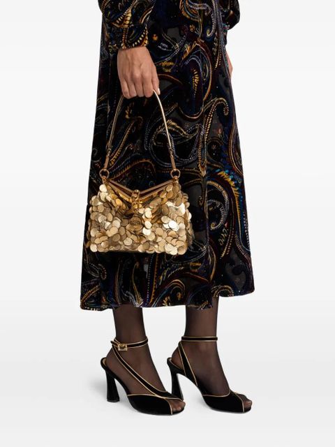 ETRO Vela laminated-sequin small shoulder bag - Gold