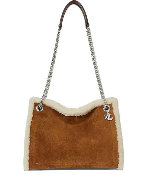Lauren Ralph Lauren medium Bradley shearling-trim shoulder bag - Brown - zdjęcie produktu nr 1