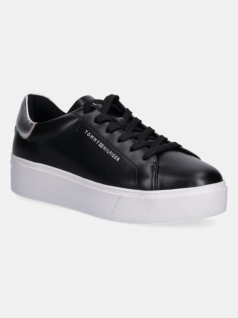 Tommy Hilfiger sneakersy skórzane ESSENTIAL PLATFORM COURT SNEAKER damskie kolor czarny FW0FW08756 - zdjęcie produktu nr 1