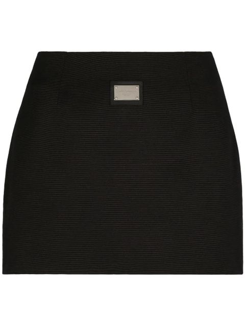 Dolce & Gabbana logo-plaque high-waisted miniskirt - Black - zdjęcie produktu nr 1