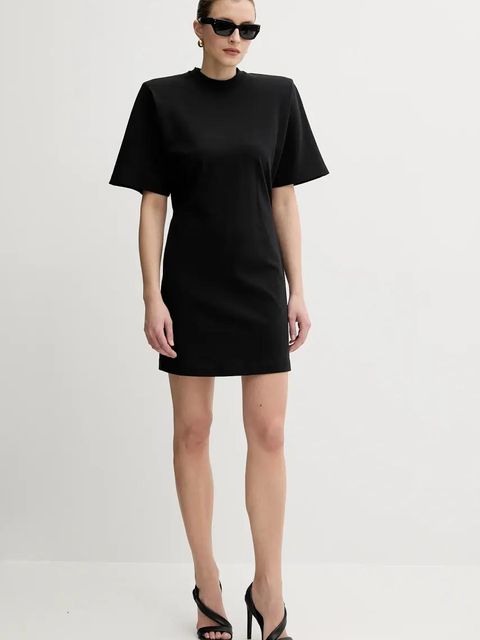 Pinko sukienka bawełniana kolor czarny mini prosta 105220 A2M2 - zdjęcie produktu nr 2