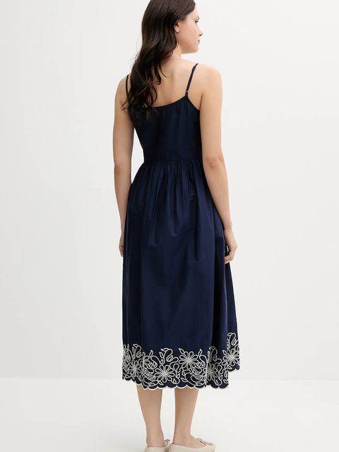 United Colors of Benetton sukienka bawełniana kolor granatowy midi rozkloszowana 4KUSDV0B7 - zdjęcie produktu nr 2