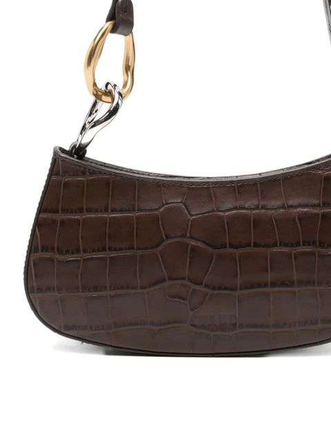 STAUD Ollie crocodile-effect shoulder bag - Brown