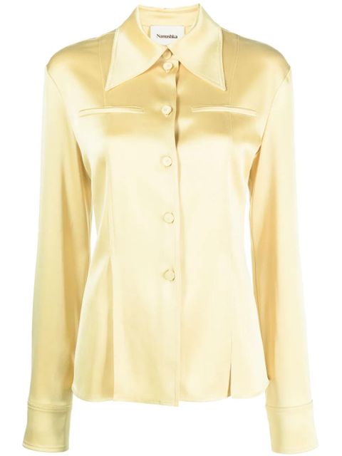 Nanushka oversize-collar long-sleeve shirt - Yellow - zdjęcie produktu nr 1