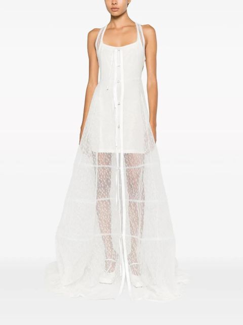 Jacquemus La robe Dentelle sheer panelled gown - White