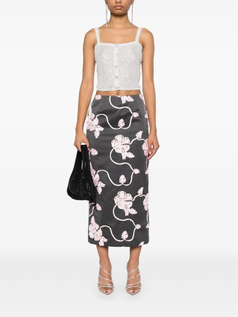 ROTATE BIRGER CHRISTENSEN appliqué pencil skirt - Grey