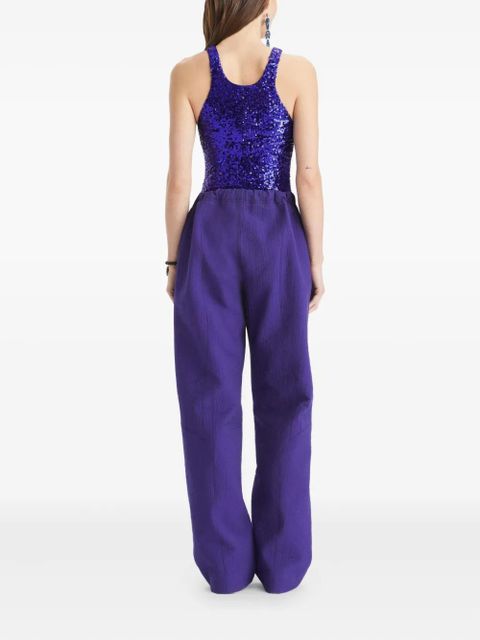 Tory Burch high-waisted belted trousers - Purple