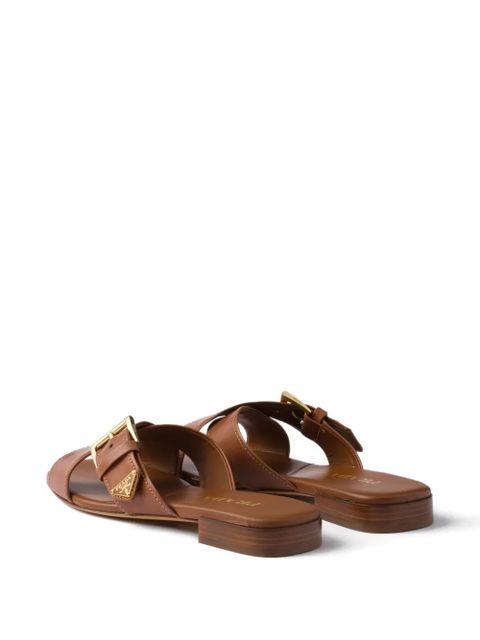 Prada criss-cross buckle-fastening sandals - Brown