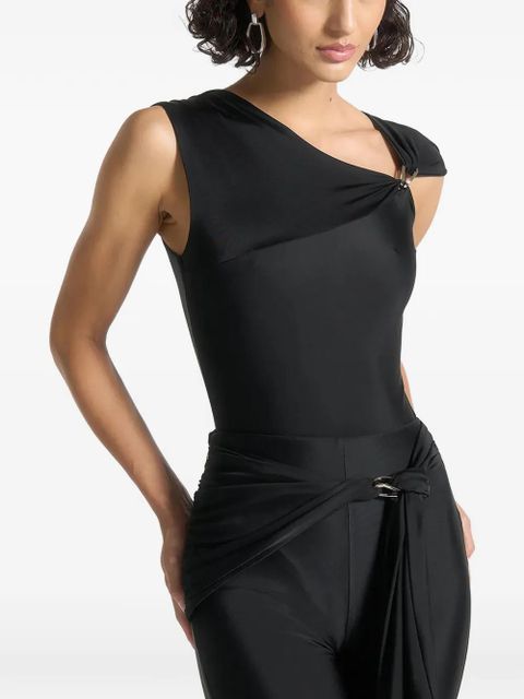 Manière De Voir asymmetric-neck hardware-detail bodysuit - Black