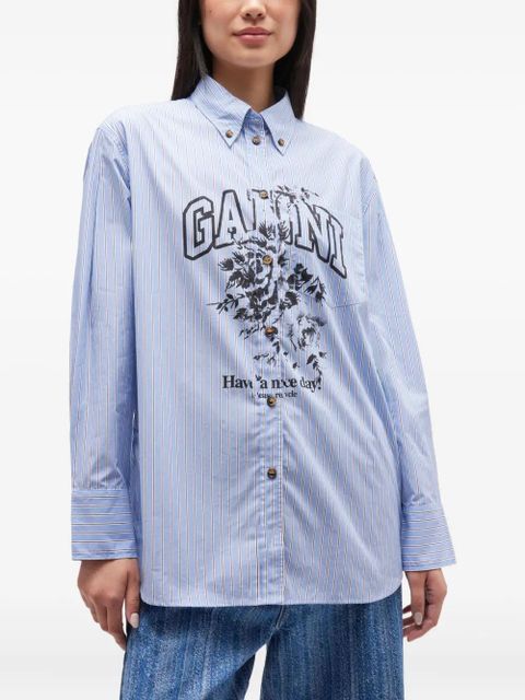 GANNI stripe graphic shirt - Blue