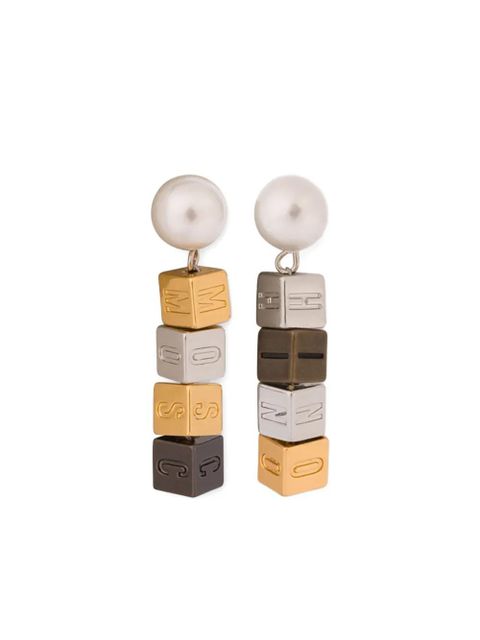 Moschino logo-beaded earrings - Silver - zdjęcie produktu nr 1