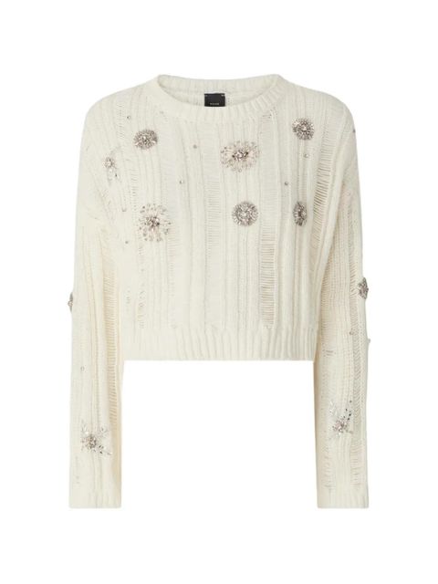 PINKO jewel details openwork sweater - Neutrals - zdjęcie produktu nr 1