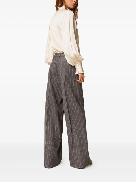 TWINSET pinstriped tie-waist palazzo pants - Grey