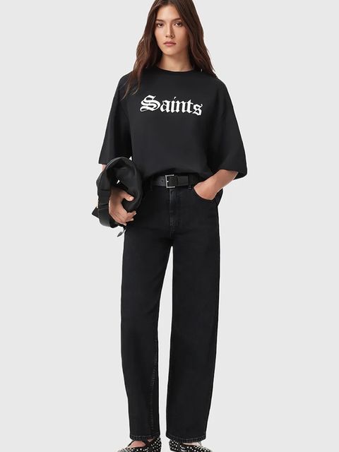 AllSaints t-shirt bawełniany SAINT damski kolor czarny W139JD
