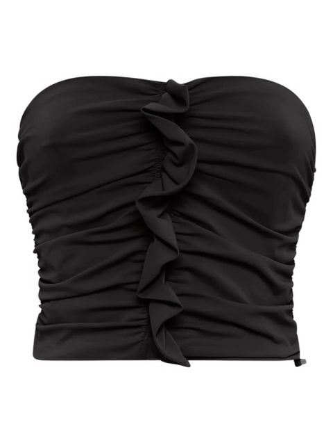 The Attico ruffled strapless top - Black