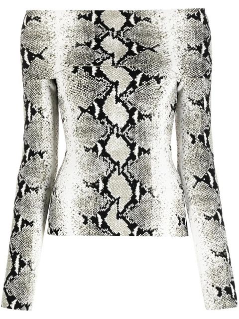 KHAITE snakeskin-print off-shoulder top - White - zdjęcie produktu nr 1