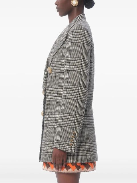 Valentino Garavani houndstooth-pattern virgin-wool blazer - Black