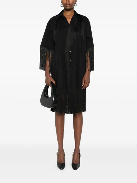MM6 Maison Margiela fringe-trimmed shirt midi dress - Black - zdjęcie produktu nr 2