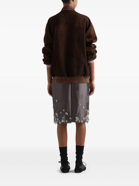 Prada embroidered midi skirt - Grey