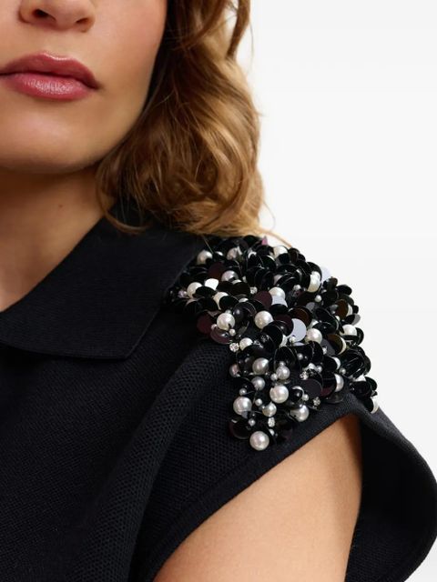 Essentiel Antwerp sequin polo top - Black