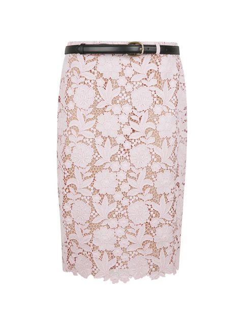 Self-Portrait floral-lace belted midi skirt - Pink - zdjęcie produktu nr 1
