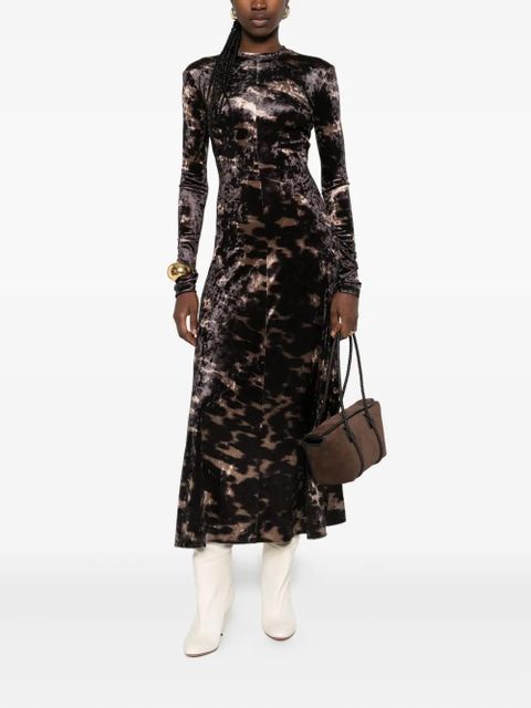 Nanushka long-sleeved tie-dye velvet dress - Brown