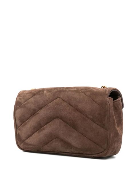 Saint Laurent mini Loulou logo-patch cross body bag - Brown