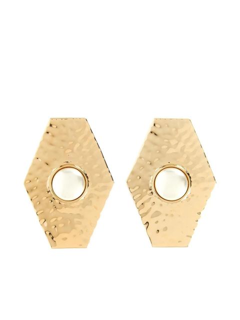 Self-Portrait large hammered pearl geometric earrings - Gold - zdjęcie produktu nr 1