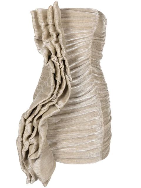 ROTATE BIRGER CHRISTENSEN ruched plissé minidress - Gold - zdjęcie produktu nr 1