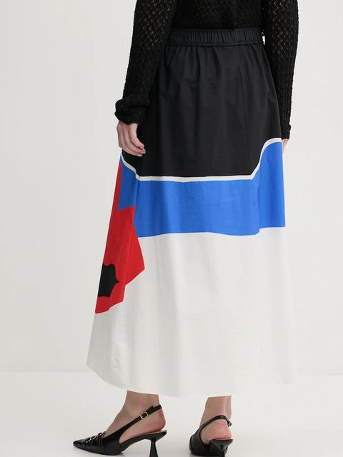 Desigual spódnica bawełniana FLOR ONDAS_LACROIX kolor multikolor maxi rozkloszowana 25SWFW14