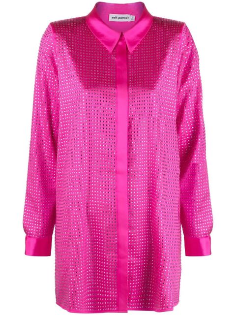 Self-Portrait rhinestone-embellished long-sleeved shirt - Pink - zdjęcie produktu nr 2
