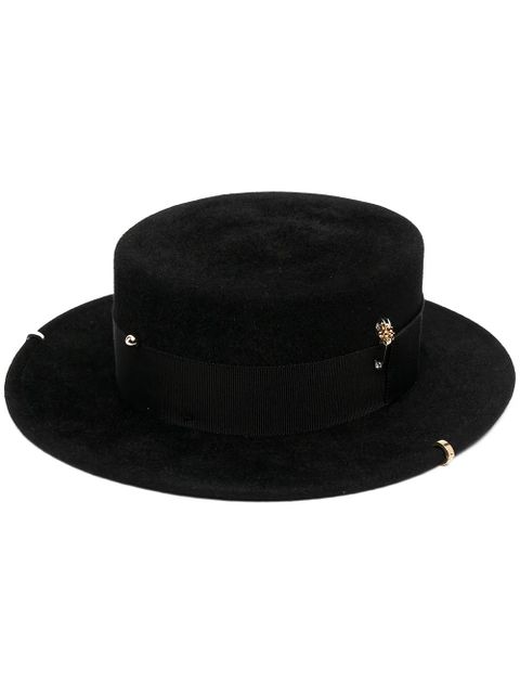 Ruslan Baginskiy chain-embellished boater hat - Black - zdjęcie produktu nr 1