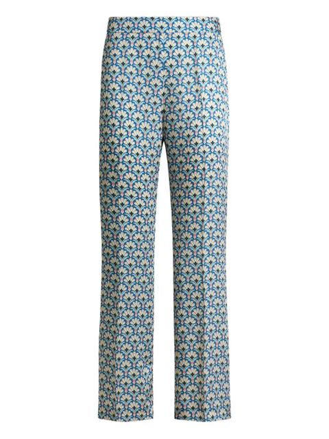 ETRO palm-motif bootcut trousers - Blue - zdjęcie produktu nr 1