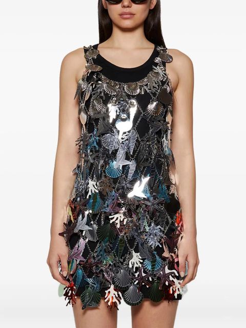 Rabanne Robe shell-coral chain-effect mini dress - Silver