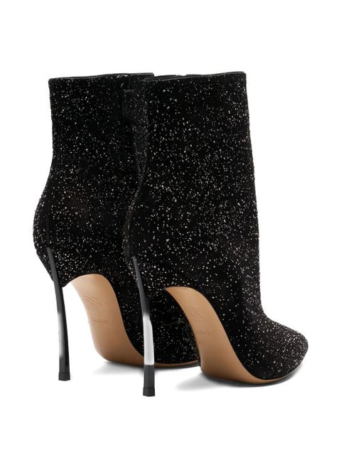 Casadei 100mm Universe glitter-embellished pointed-toe boots - Black