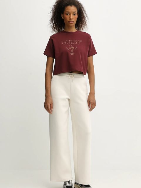 Guess t-shirt FABIA damski kolor bordowy V5BI01 K1891