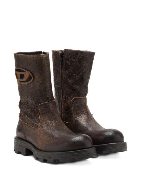 Diesel D-Hammer distressed crackled suede biker boots - Brown - zdjęcie produktu nr 2