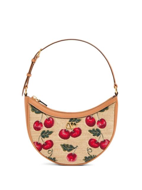 Valentino Garavani mini VLogo Signature Cherryfic-print shoulder bag - Neutrals - zdjęcie produktu nr 1