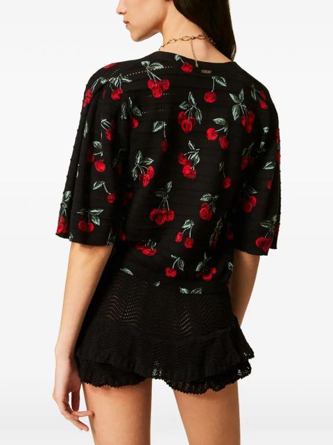 TWINSET knitted cherry cardigan - Black
