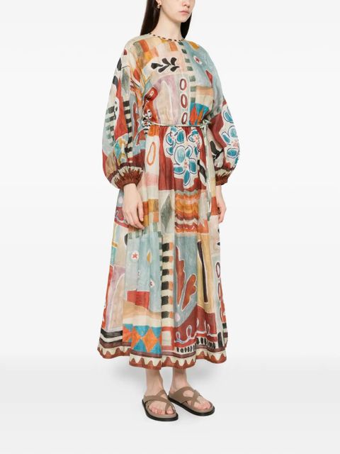 ALEMAIS patchwork tie-belt midi dress - Red - zdjęcie produktu nr 2