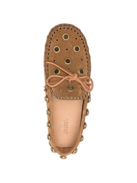 ISABEL MARANT Fitza eyelet studded loafers - Brown
