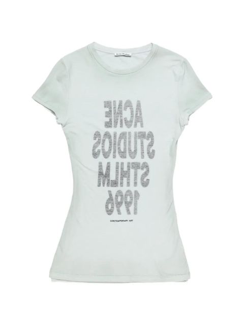Acne Studios contemporary art text T-shirt - Green - zdjęcie produktu nr 1