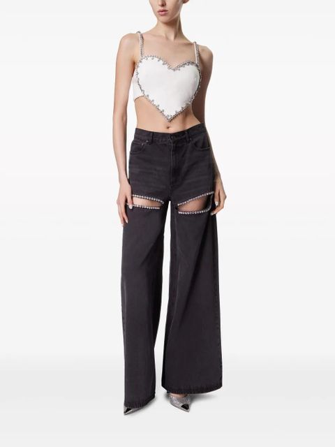 AREA crystal-embellished high-rise wide-leg jeans - Black - zdjęcie produktu nr 2