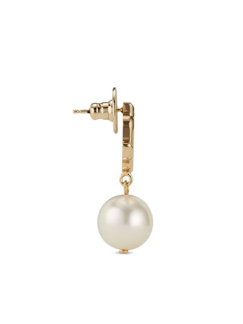 Jimmy Choo logo-lettering pearl earrings - Gold