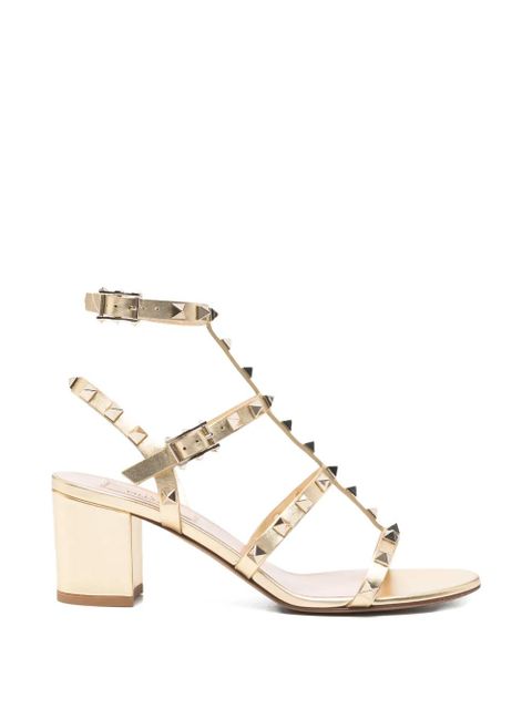 Valentino Garavani Rockstud metallic heeled sandals - Gold - zdjęcie produktu nr 1