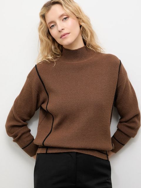 Answear.LAB sweter z kaszmirem damski kolor brązowy z półgolfem - zdjęcie produktu nr 1