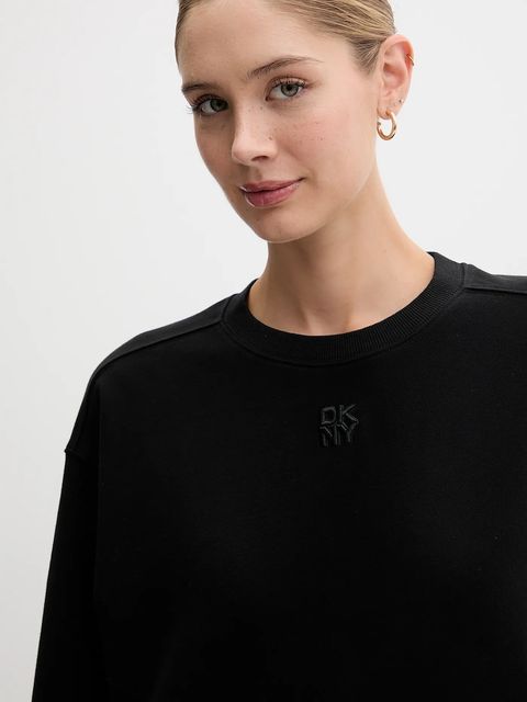 Dkny bluza bawełniana damska kolor czarny wzorzysta DJ4T1344