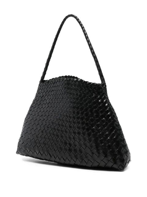 DRAGON DIFFUSION braided leather beach bag - Black