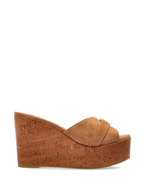 Jimmy Choo Leda criss-cross buckle wedge mules - Neutrals - zdjęcie produktu nr 1